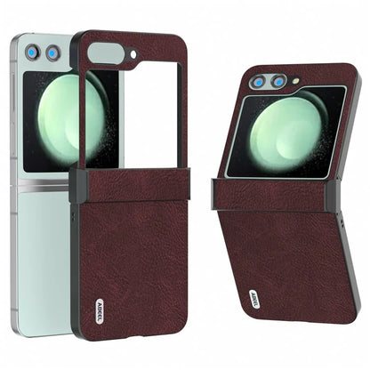 ABEEL For Samsung Galaxy Z Flip5 5G Case Hinge Design Litchi Texture Phone Cover