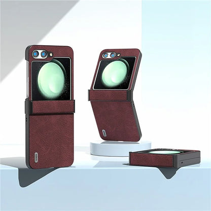 ABEEL For Samsung Galaxy Z Flip5 5G Case Hinge Design Litchi Texture Phone Cover