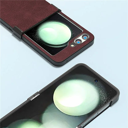 ABEEL For Samsung Galaxy Z Flip5 5G Case Hinge Design Litchi Texture Phone Cover