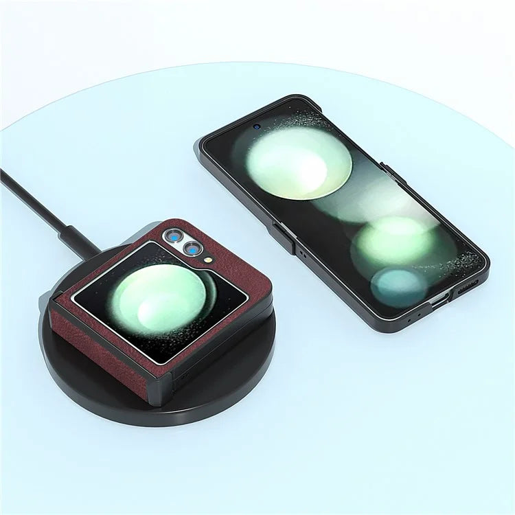 ABEEL For Samsung Galaxy Z Flip5 5G Case Hinge Design Litchi Texture Phone Cover