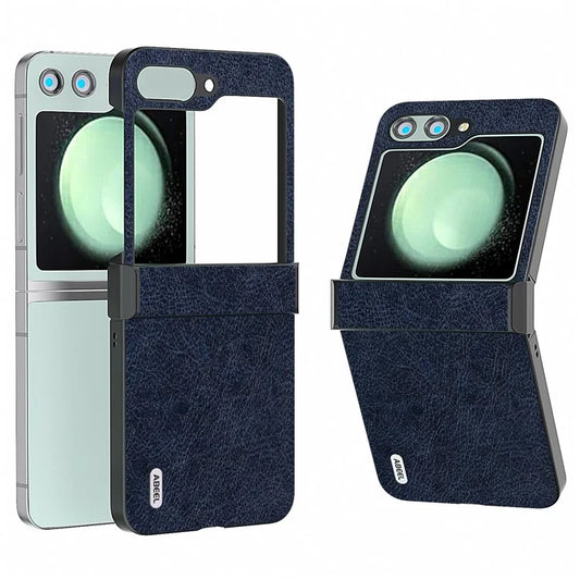 ABEEL For Samsung Galaxy Z Flip5 5G Case Hinge Design Retro Leather+PC Phone Cover