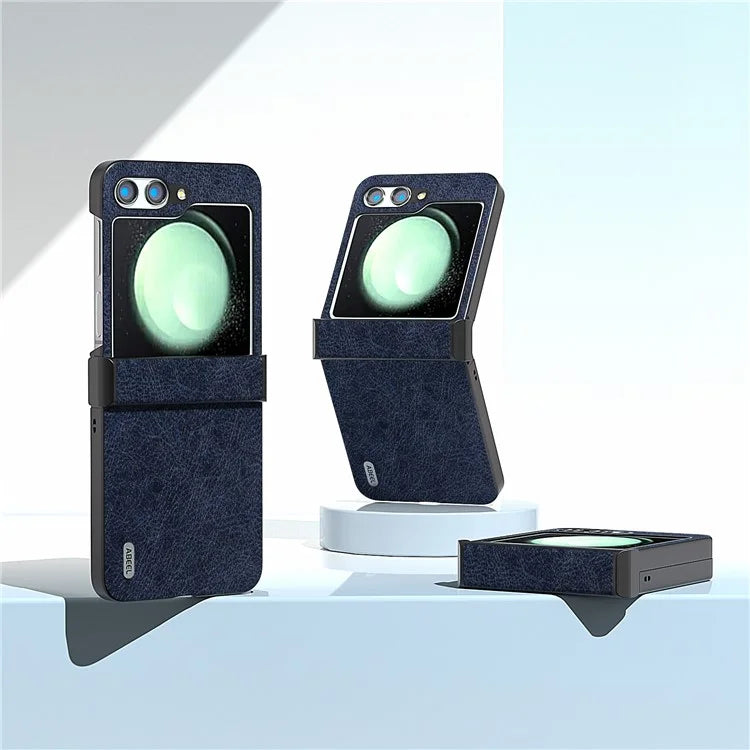 ABEEL For Samsung Galaxy Z Flip5 5G Case Hinge Design Retro Leather+PC Phone Cover