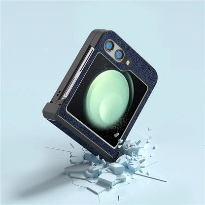 ABEEL For Samsung Galaxy Z Flip5 5G Case Hinge Design Retro Leather+PC Phone Cover