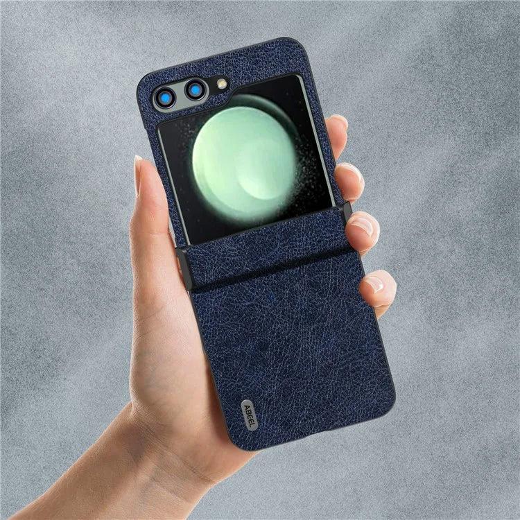 ABEEL For Samsung Galaxy Z Flip5 5G Case Hinge Design Retro Leather+PC Phone Cover