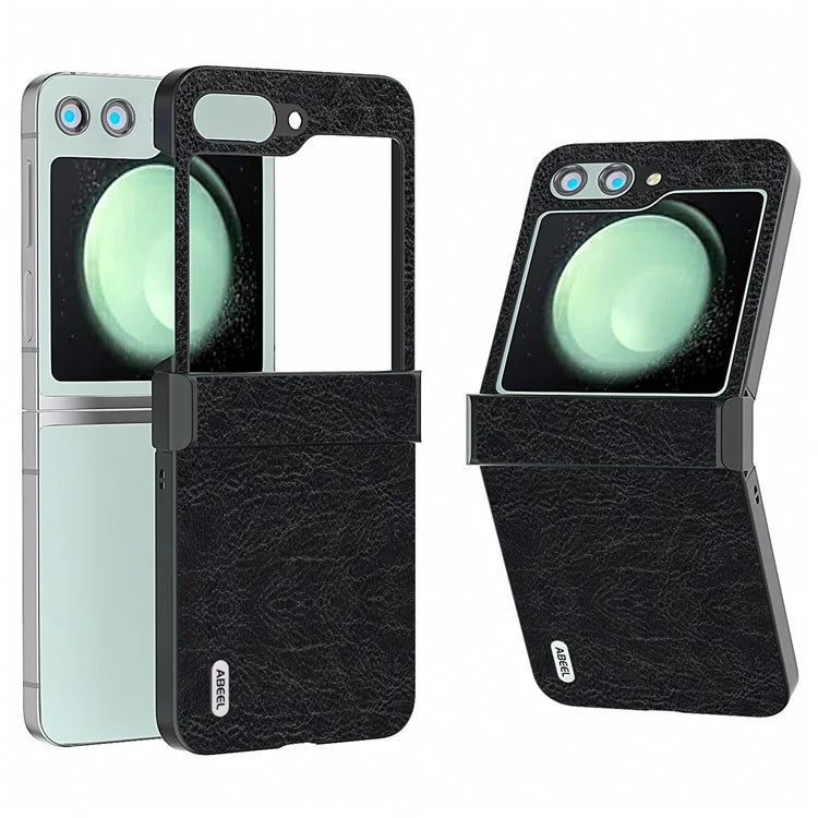 ABEEL For Samsung Galaxy Z Flip5 5G Case Hinge Design Retro Leather+PC Phone Cover
