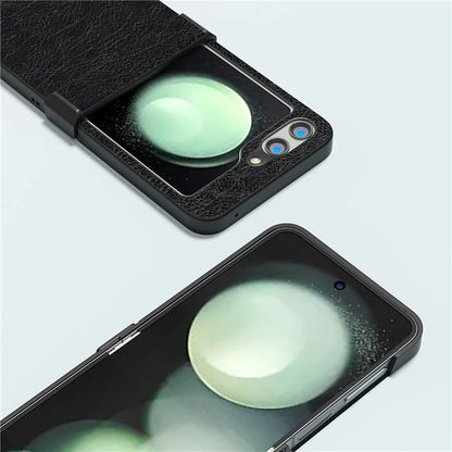 ABEEL For Samsung Galaxy Z Flip5 5G Case Hinge Design Retro Leather+PC Phone Cover