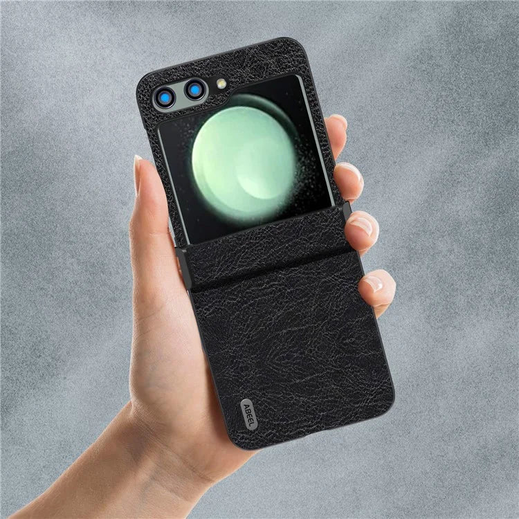 ABEEL For Samsung Galaxy Z Flip5 5G Case Hinge Design Retro Leather+PC Phone Cover