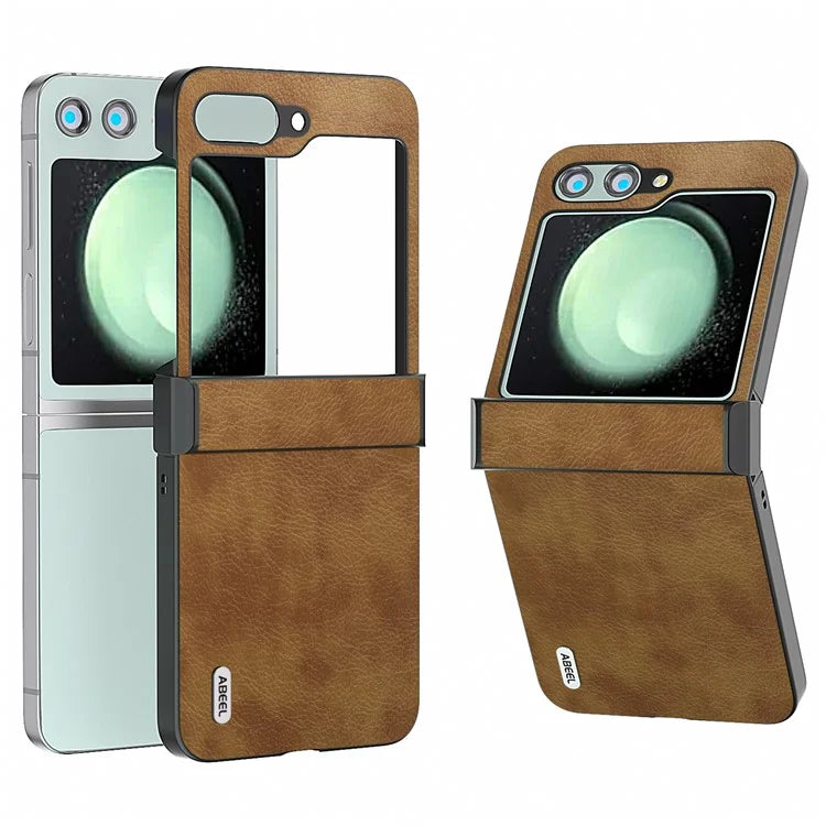ABEEL For Samsung Galaxy Z Flip5 5G Case Hinge Design Retro Leather+PC Phone Cover