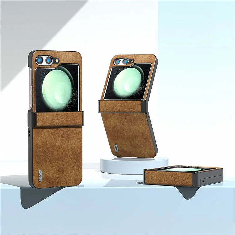 ABEEL For Samsung Galaxy Z Flip5 5G Case Hinge Design Retro Leather+PC Phone Cover