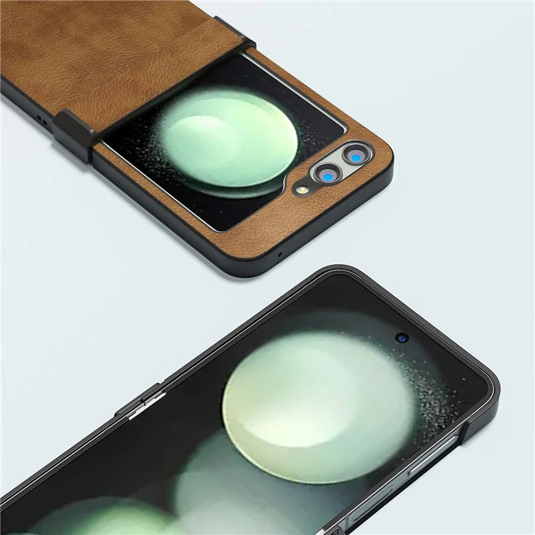 ABEEL For Samsung Galaxy Z Flip5 5G Case Hinge Design Retro Leather+PC Phone Cover