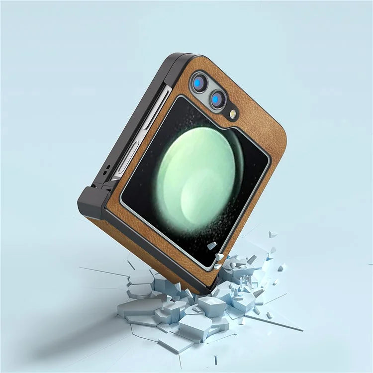 ABEEL For Samsung Galaxy Z Flip5 5G Case Hinge Design Retro Leather+PC Phone Cover