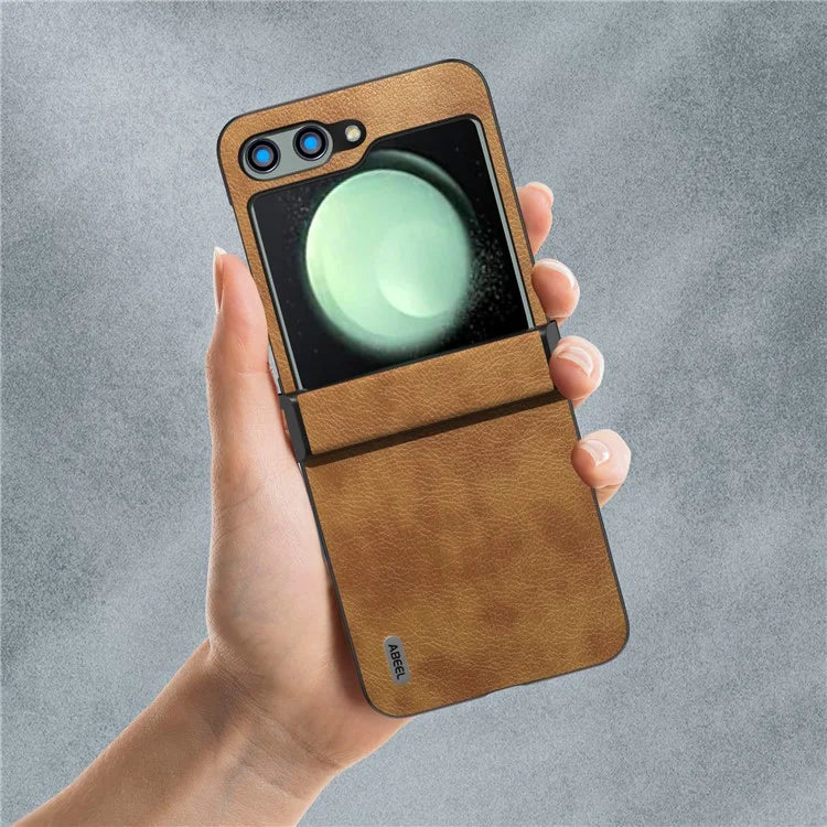 ABEEL For Samsung Galaxy Z Flip5 5G Case Hinge Design Retro Leather+PC Phone Cover