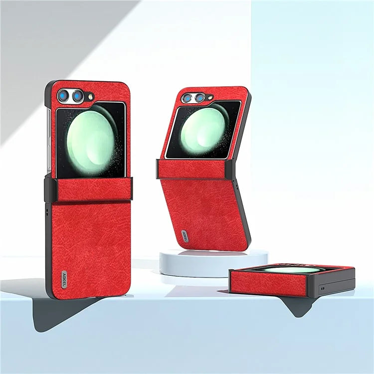 ABEEL For Samsung Galaxy Z Flip5 5G Case Hinge Design Retro Leather+PC Phone Cover