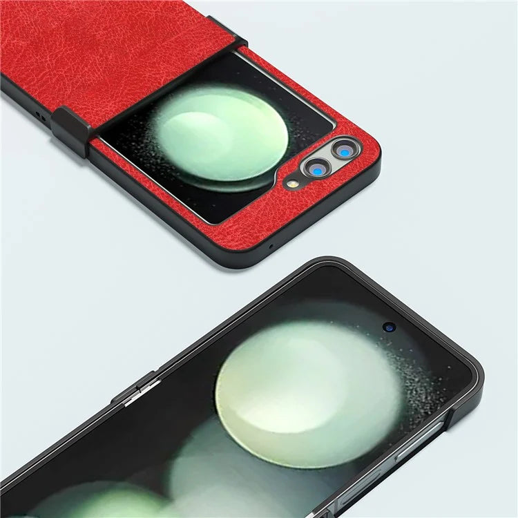ABEEL For Samsung Galaxy Z Flip5 5G Case Hinge Design Retro Leather+PC Phone Cover