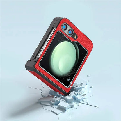 ABEEL For Samsung Galaxy Z Flip5 5G Case Hinge Design Retro Leather+PC Phone Cover