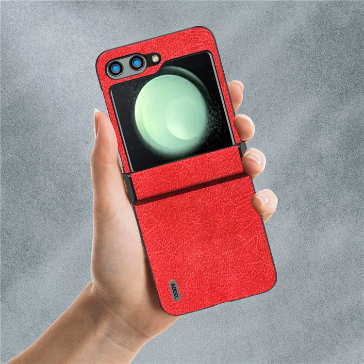 ABEEL For Samsung Galaxy Z Flip5 5G Case Hinge Design Retro Leather+PC Phone Cover
