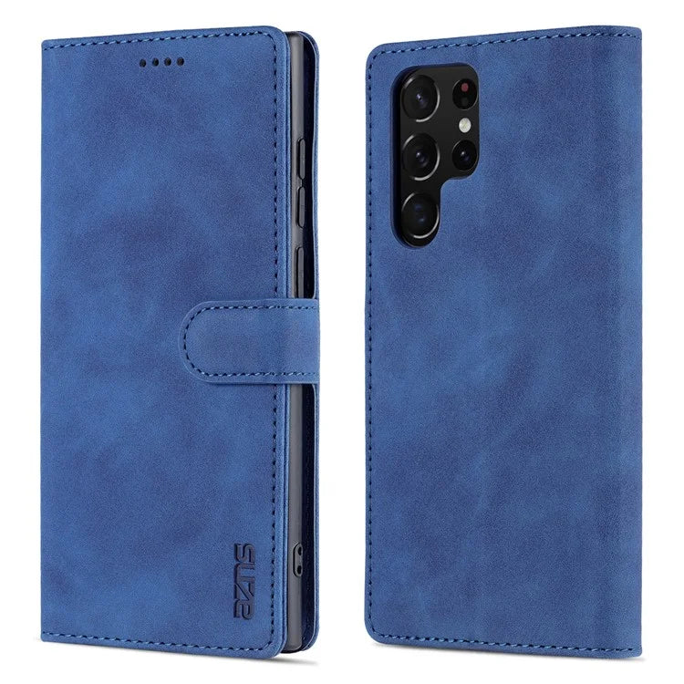 AZNS For Samsung Galaxy S24 Ultra Case Leather Protected Fully Folio Flip Stand Phone Shell