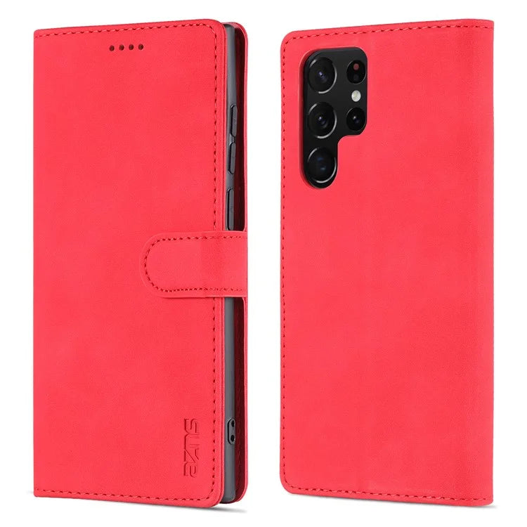 AZNS For Samsung Galaxy S24 Ultra Case Leather Protected Fully Folio Flip Stand Phone Shell