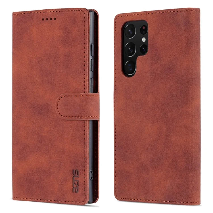 AZNS For Samsung Galaxy S24 Ultra Case Leather Protected Fully Folio Flip Stand Phone Shell