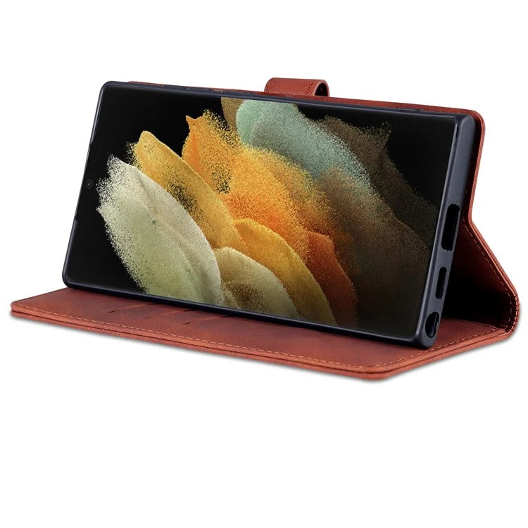 AZNS For Samsung Galaxy S24 Ultra Case Leather Protected Fully Folio Flip Stand Phone Shell