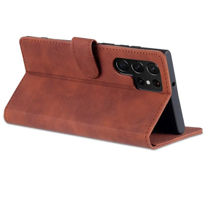 AZNS For Samsung Galaxy S24 Ultra Case Leather Protected Fully Folio Flip Stand Phone Shell