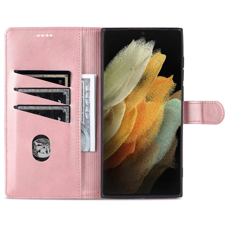 AZNS For Samsung Galaxy S24 Ultra Case Leather Protected Fully Folio Flip Stand Phone Shell