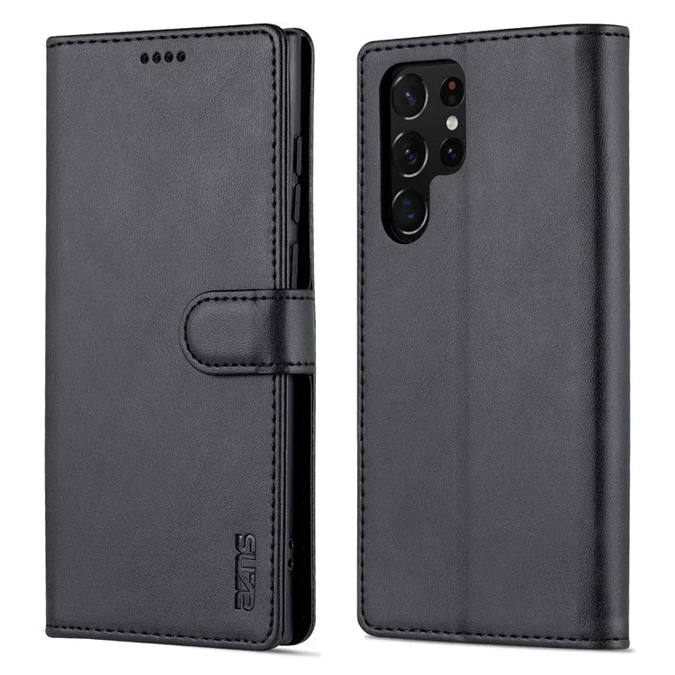AZNS For Samsung Galaxy S24 Ultra Case Leather Protected Fully Folio Flip Stand Phone Shell