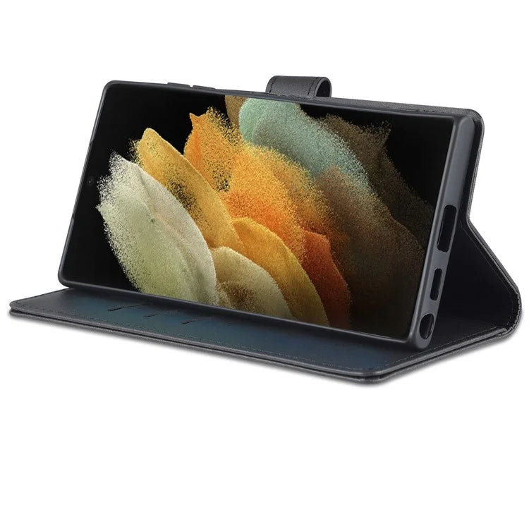 AZNS For Samsung Galaxy S24 Ultra Case Leather Protected Fully Folio Flip Stand Phone Shell
