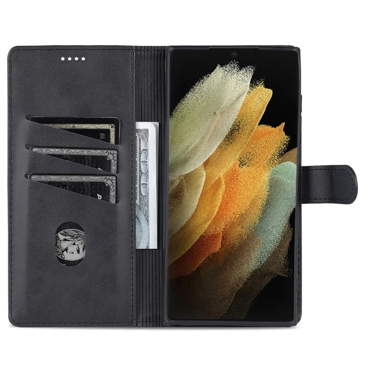 AZNS For Samsung Galaxy S24 Ultra Case Leather Protected Fully Folio Flip Stand Phone Shell