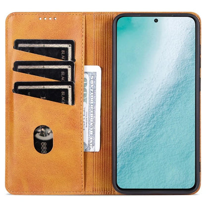 AZNS For Samsung Galaxy S24 Case PU Leather+TPU Magnetic Suction Phone Shell Cover