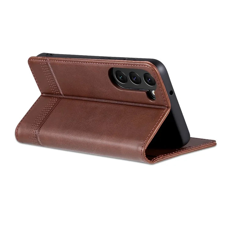 AZNS For Samsung Galaxy S24 Case PU Leather+TPU Magnetic Suction Phone Shell Cover