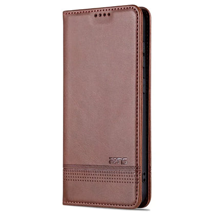 AZNS For Samsung Galaxy S24 Case PU Leather+TPU Magnetic Suction Phone Shell Cover