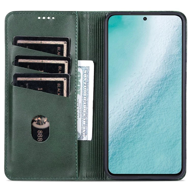 AZNS For Samsung Galaxy S24 Case PU Leather+TPU Magnetic Suction Phone Shell Cover