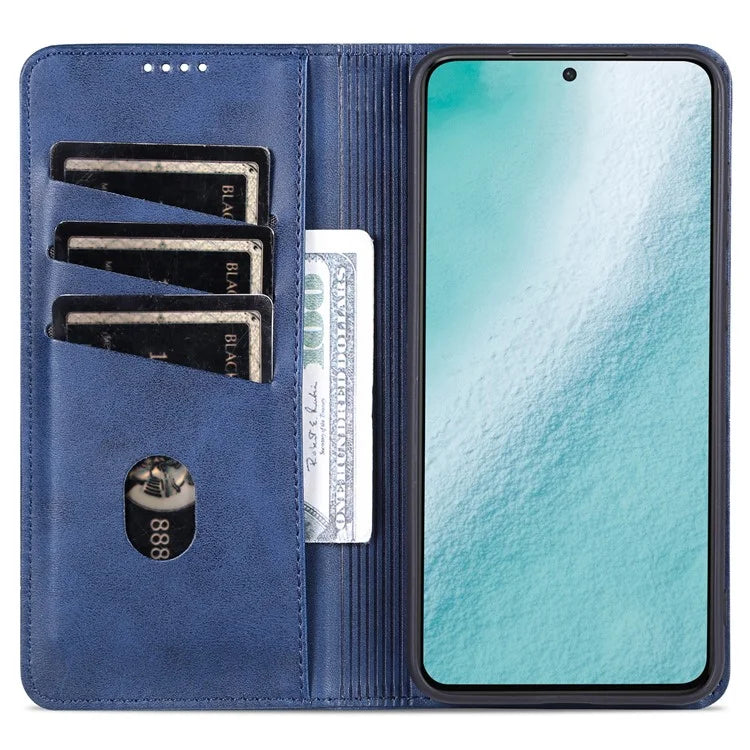AZNS For Samsung Galaxy S24 Case PU Leather+TPU Magnetic Suction Phone Shell Cover