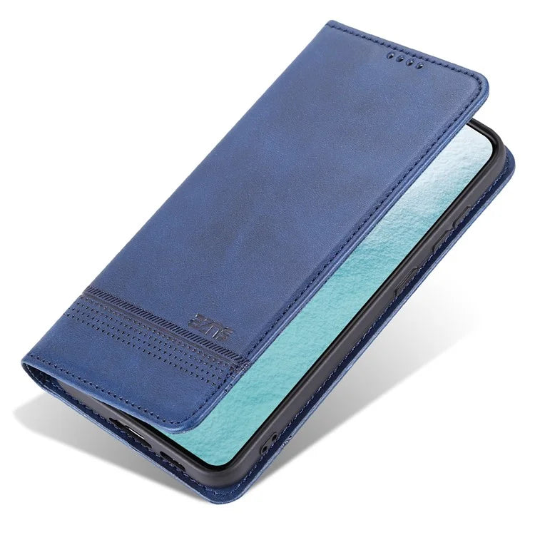 AZNS For Samsung Galaxy S24 Case PU Leather+TPU Magnetic Suction Phone Shell Cover