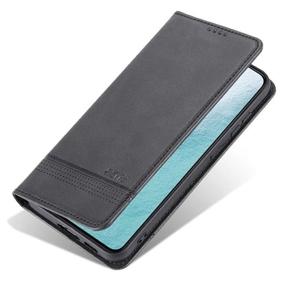 AZNS For Samsung Galaxy S24 Case PU Leather+TPU Magnetic Suction Phone Shell Cover