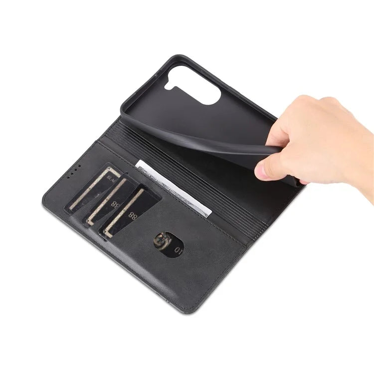 AZNS For Samsung Galaxy S24 Case PU Leather+TPU Magnetic Suction Phone Shell Cover