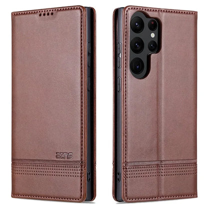 AZNS For Samsung Galaxy S24 Ultra Case Magnetic Suction Leather Phone Cover with Wallet Stand