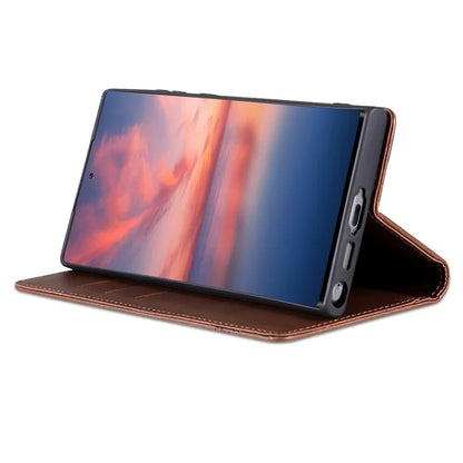 AZNS For Samsung Galaxy S24 Ultra Case Magnetic Suction Leather Phone Cover with Wallet Stand