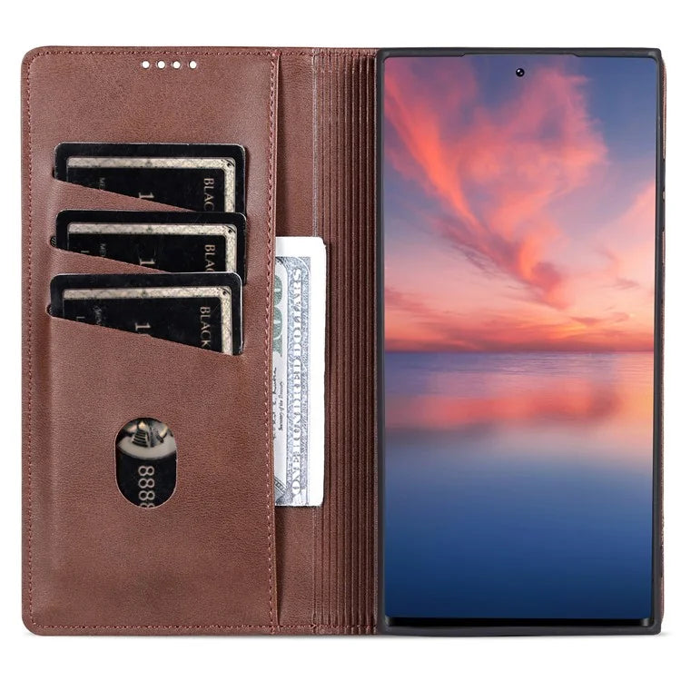 AZNS For Samsung Galaxy S24 Ultra Case Magnetic Suction Leather Phone Cover with Wallet Stand