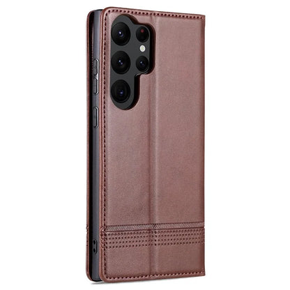 AZNS For Samsung Galaxy S24 Ultra Case Magnetic Suction Leather Phone Cover with Wallet Stand