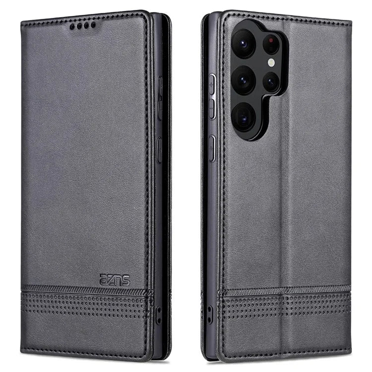 AZNS For Samsung Galaxy S24 Ultra Case Magnetic Suction Leather Phone Cover with Wallet Stand