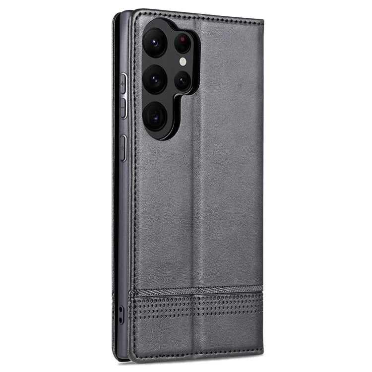 AZNS For Samsung Galaxy S24 Ultra Case Magnetic Suction Leather Phone Cover with Wallet Stand