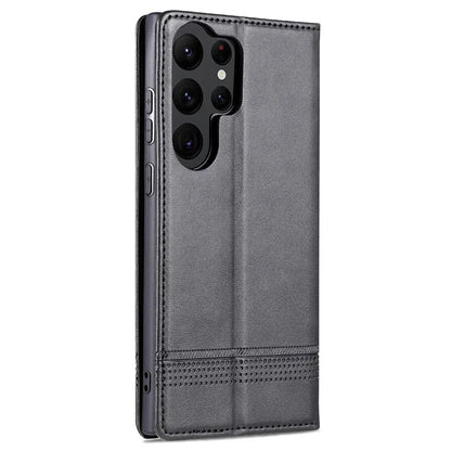 AZNS For Samsung Galaxy S24 Ultra Case Magnetic Suction Leather Phone Cover with Wallet Stand