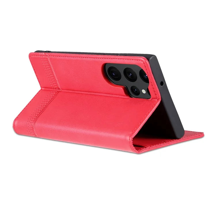 AZNS For Samsung Galaxy S24 Ultra Case Magnetic Suction Leather Phone Cover with Wallet Stand