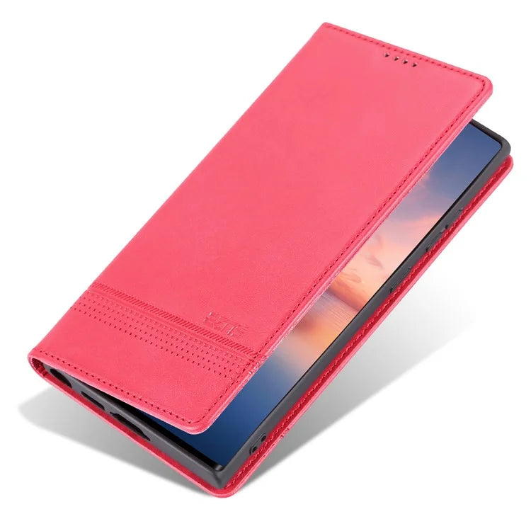 AZNS For Samsung Galaxy S24 Ultra Case Magnetic Suction Leather Phone Cover with Wallet Stand