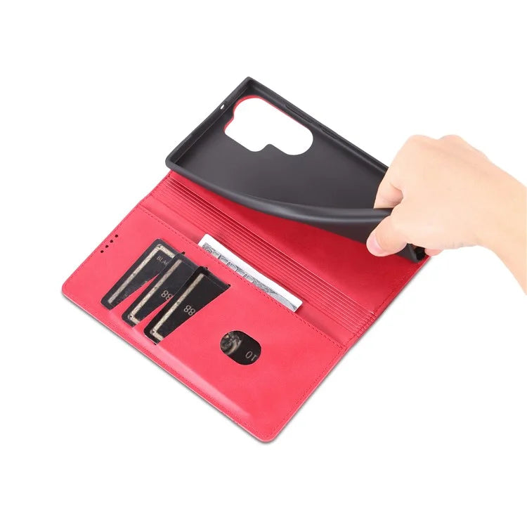 AZNS For Samsung Galaxy S24 Ultra Case Magnetic Suction Leather Phone Cover with Wallet Stand