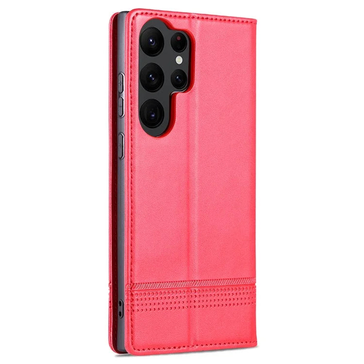 AZNS For Samsung Galaxy S24 Ultra Case Magnetic Suction Leather Phone Cover with Wallet Stand
