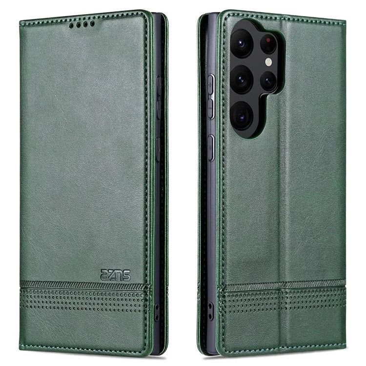 AZNS For Samsung Galaxy S24 Ultra Case Magnetic Suction Leather Phone Cover with Wallet Stand
