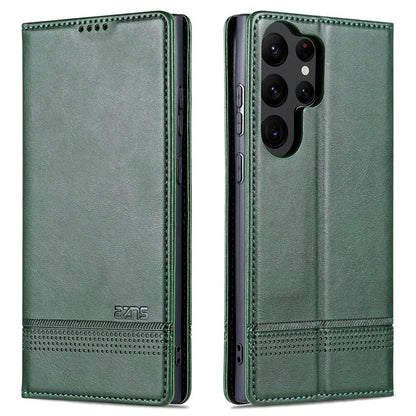 AZNS For Samsung Galaxy S24 Ultra Case Magnetic Suction Leather Phone Cover with Wallet Stand